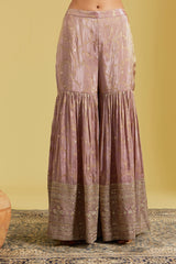 Rose Gold Tissue Embroidered Gharara Set