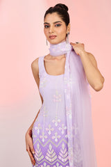 Purple Ombre Georgette Sequin Sharara Set for Wedding & Party