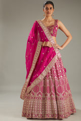 Magenta Sequins Embroidered Lehenga Set