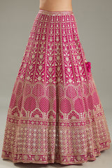 Magenta Sequins Embroidered Lehenga Set