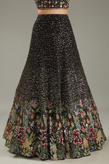 Black Georgette Sequins Embroidered Lehenga Set